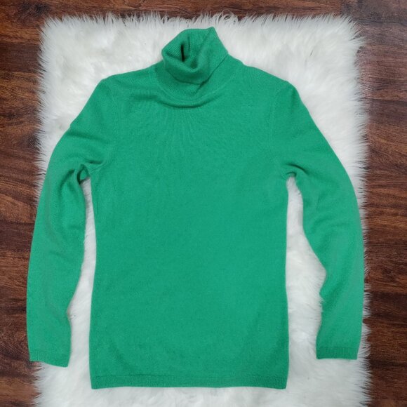 John Lewis Green Soft Cashmere Turtleneck Pullover Sweater Women's Size 8 - Picture 2 of 12
